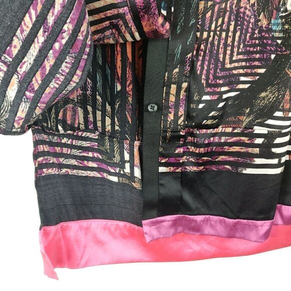 Elie Tahari Floral Stripe Button Down Shirt Small - Picture 3 of 6